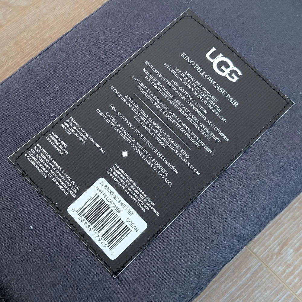 UGG Surfwashed Cotton King Pillowcase Pair in Ocean